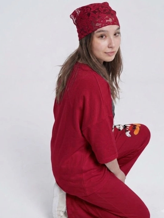 Двойка женская, oversize, свободного кроя, с широкими брюками и футболкой