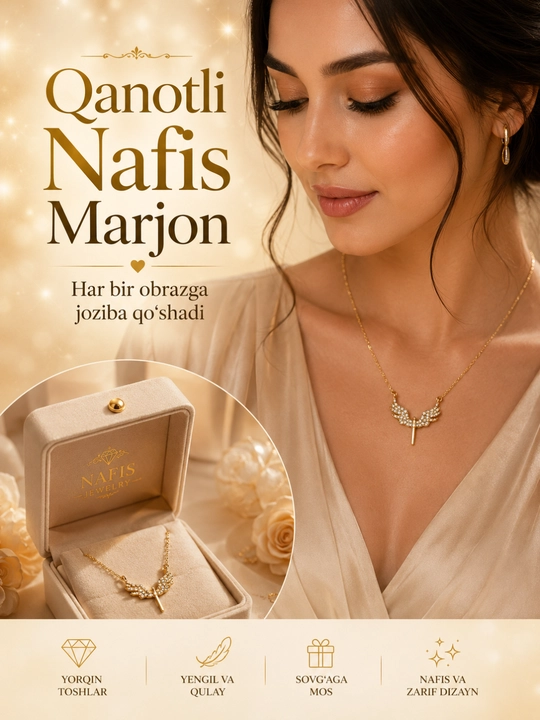 Qanotli nafis marjon – ayollar uchun premium taqinchoq, oltin va kumush rang