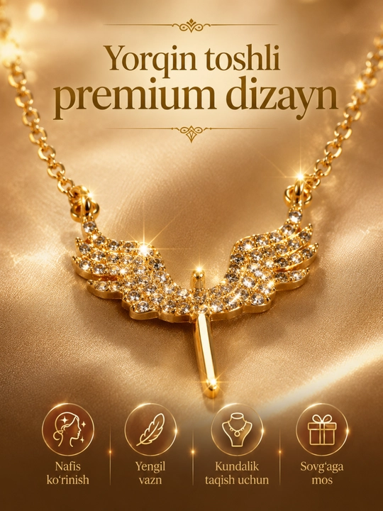 Qanotli nafis marjon – ayollar uchun premium taqinchoq, oltin va kumush rang