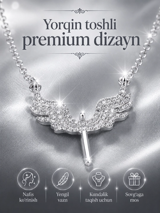 Qanotli nafis marjon – ayollar uchun premium taqinchoq, oltin va kumush rang