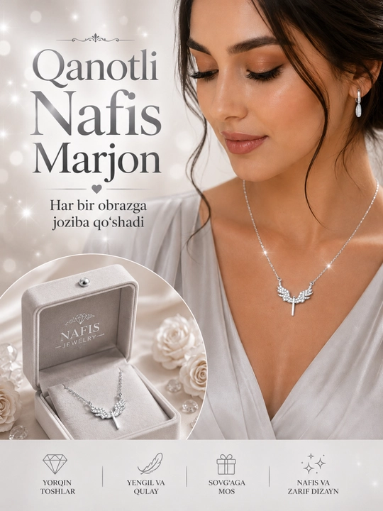 Qanotli nafis marjon – ayollar uchun premium taqinchoq, oltin va kumush rang