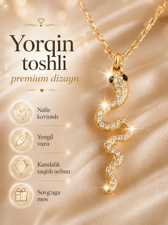 Ilon shaklidagi nafis marjon – ayollar uchun premium taqinchoq, oltin va kumush rang