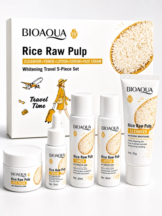 Мини-набор для ухода за лицом Bioaqua 5 в 1, антивозрастный, экстракт риса