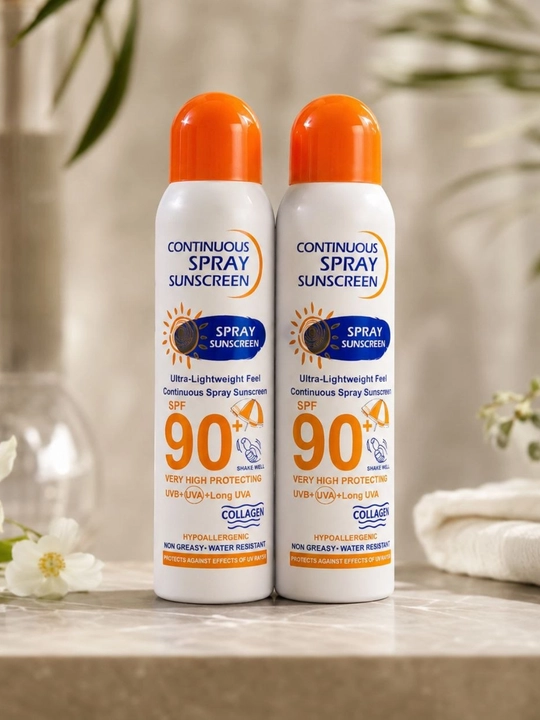 SPF 90+ quyoshdan himoya qiluvchi sprey yuz va tana uchun suvga chidamli kollagenli - 