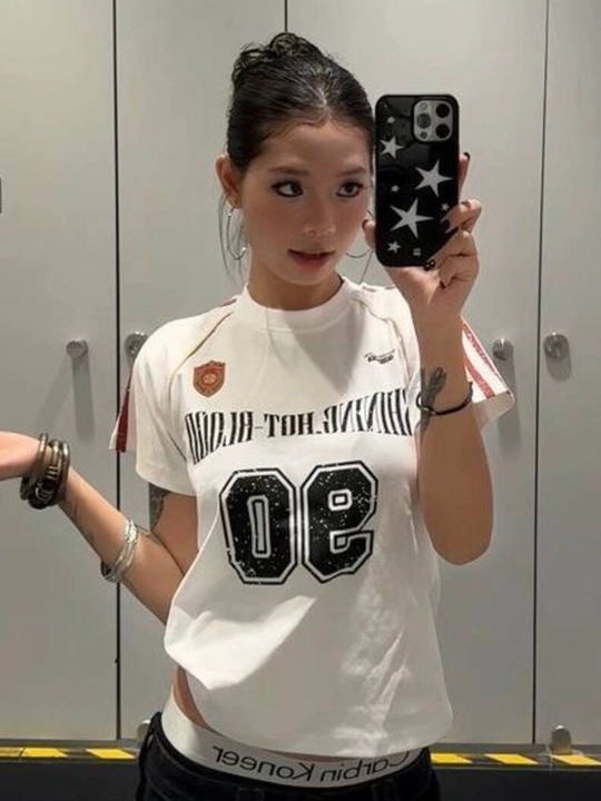 Futbolka ayollar uchun, y2k stil, koreys uslubda kiyimlar, ko'ylak ayollar uchun