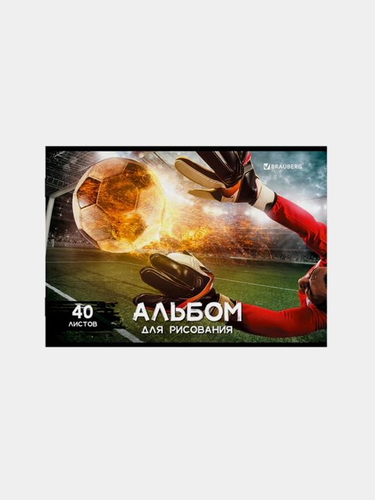 Альбом д/рис. А4 40л., скоба, обложка картон, BRAUBERG, 205х290мм, рисунок футбола