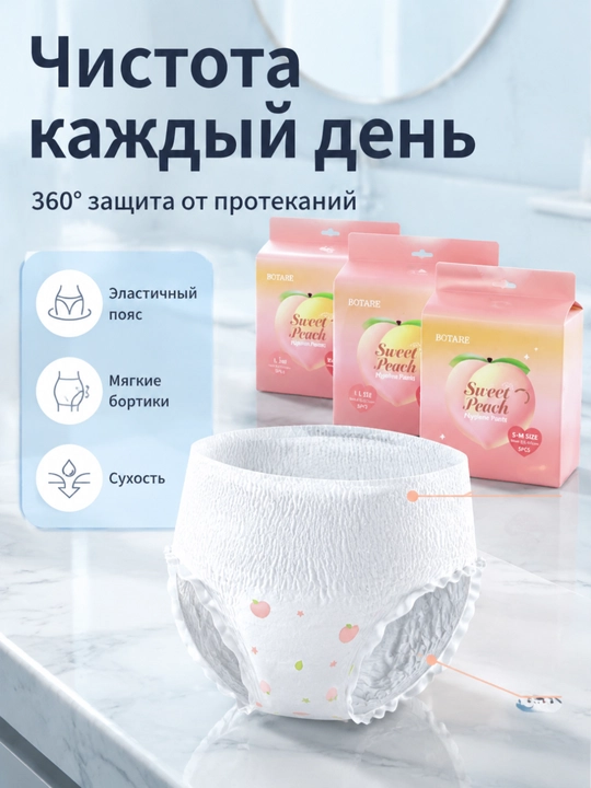 BOTARE Женские менструальные трусы, гигиенические , 5 шт - 