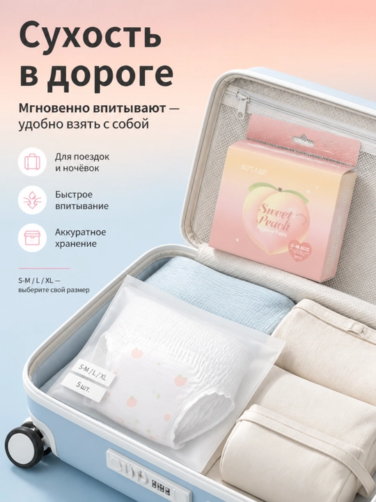 BOTARE Женские менструальные трусы, гигиенические брюки 5 шт - 