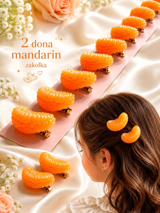 Qizlar uchun mandarin shaklidagi soch to‘g‘nag‘ichi - 