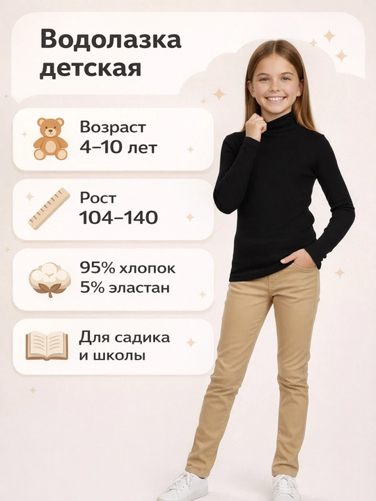 Детская водолазка, Для мальчиков и девочек Ramonso, для детского сада, школы и спорта