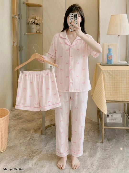 Pijama ayollar uchun 3 tasi 1da, shim va shortik, troyka, ayollar pijamasi zakolka sovg'a