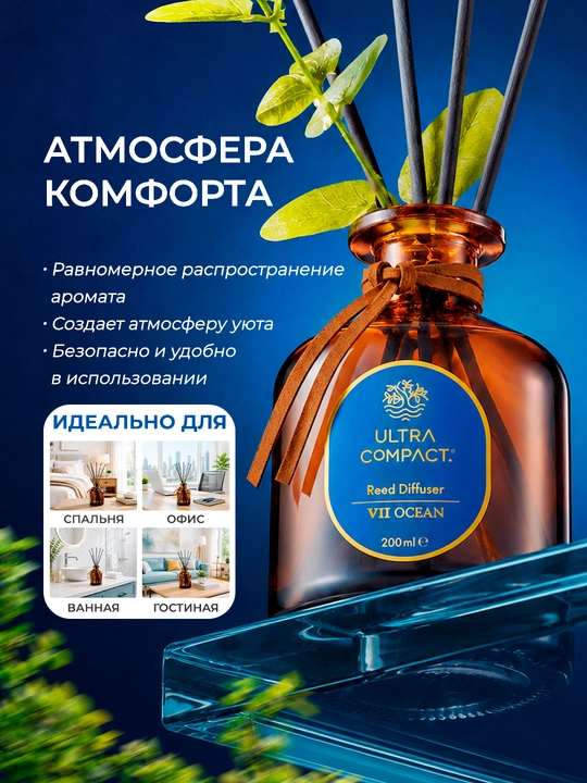 ULTRA COMPACT plastinkali (tayoqchali) diffuzor “OCEAN” 200 ml
