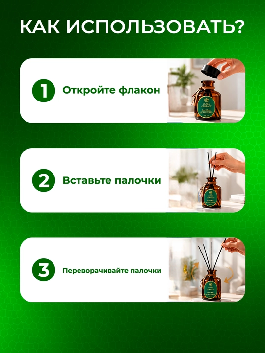 Диффузор "WILD FLOWERS" с пластинкой (палочками) ULTRA COMPACT 200 мл