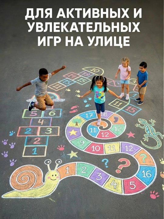 Мелки для асфальта, детские, цветные, 12 шт, прочный
