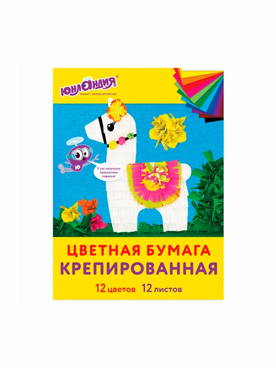 Krep qog‘ozlar to‘plami, A4,12 varaq,12 ta rang, yevropodvesli papkada, YUNLANDIYA, 112558 - 
