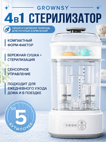 Паровой стерилизатор для бутылочек, сосок, игрушек, 3 в 1 — BTA2026-BTACSSS-БЕЛЫЙ