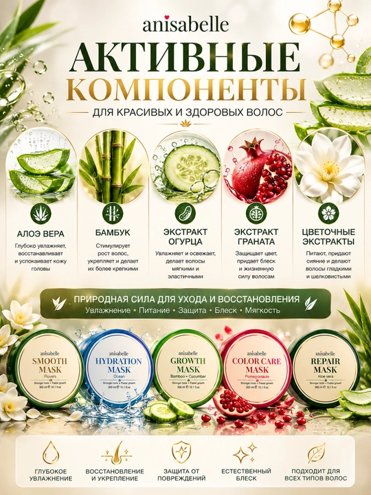 Маска для волос. Anisabelle Hair Mask, 300 мл, увлажнение, восстановление и уход