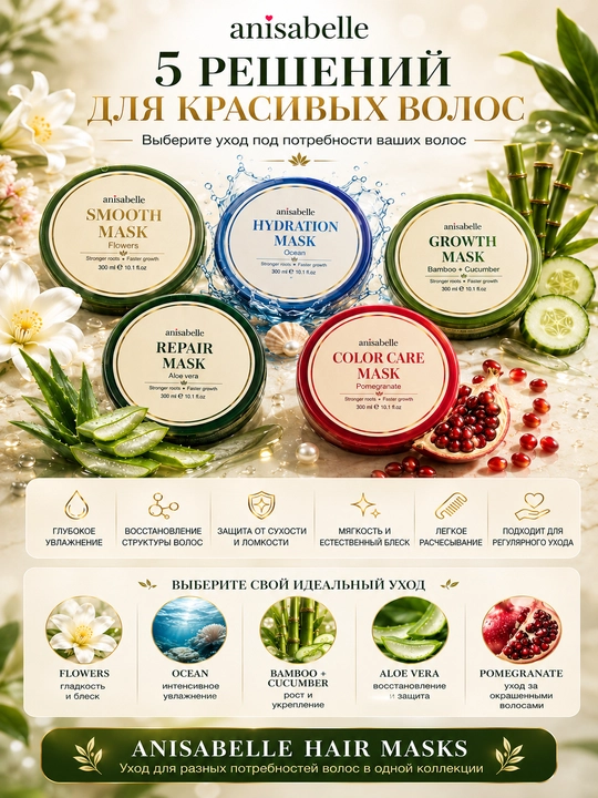 Маска для волос. Anisabelle Hair Mask, 300 мл, увлажнение, восстановление и уход