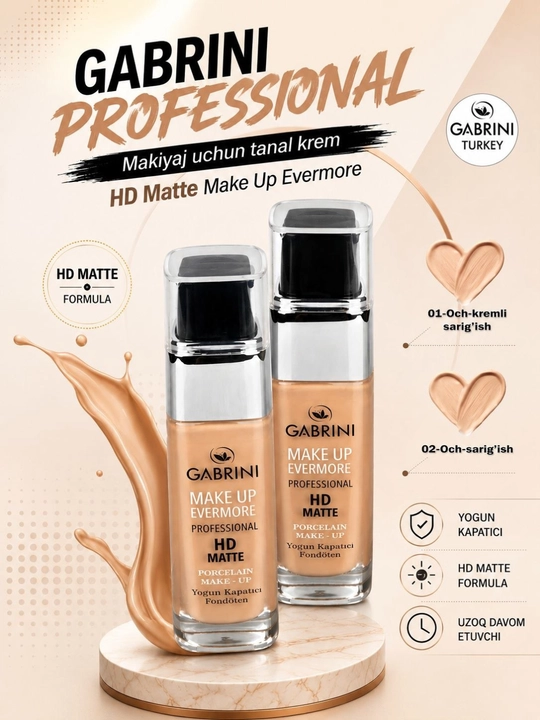Gabrini Professional HD Matte Make Up Evermore tonal krem - 