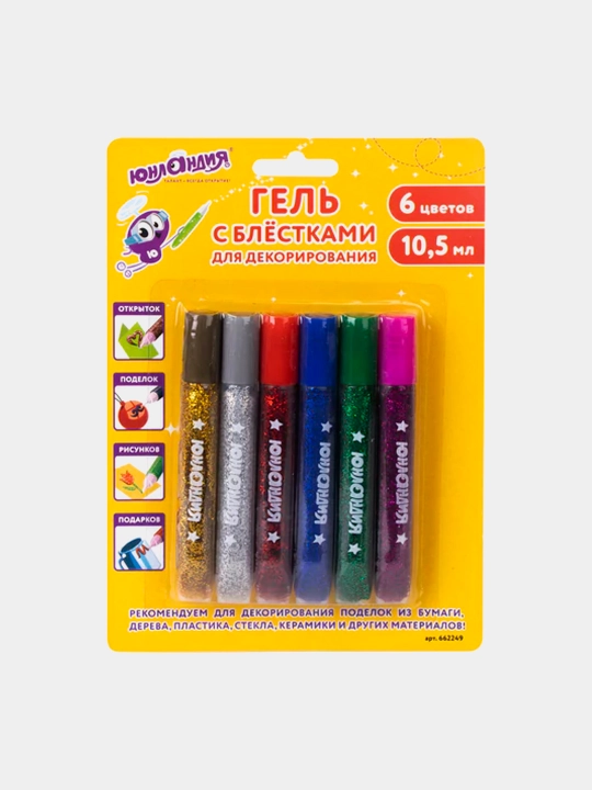 YUNLANDIYA yaltiroq gel, 6 rang, 10,5 ml dan