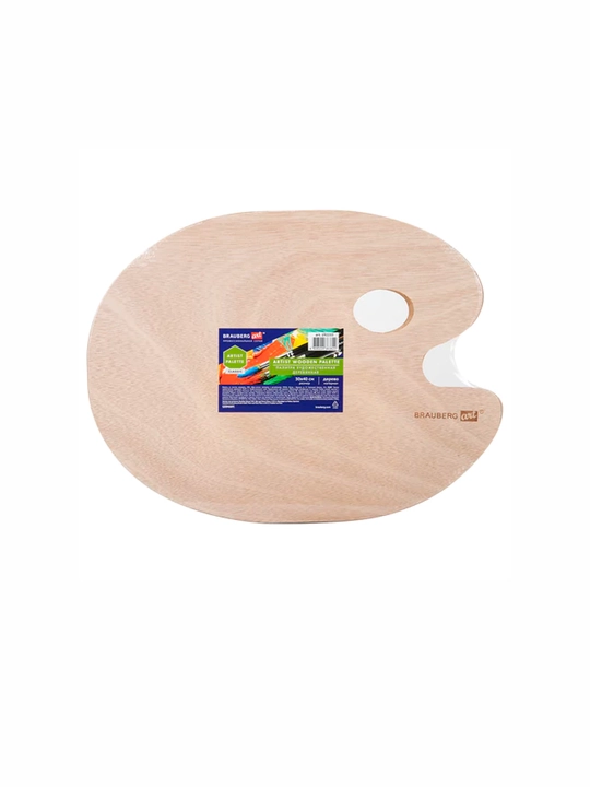 30x40 sm o‘lchamli yog‘ochdan yasalgan oval shaklli badiiy palitra, BRAUBERG ART, 192233 - 