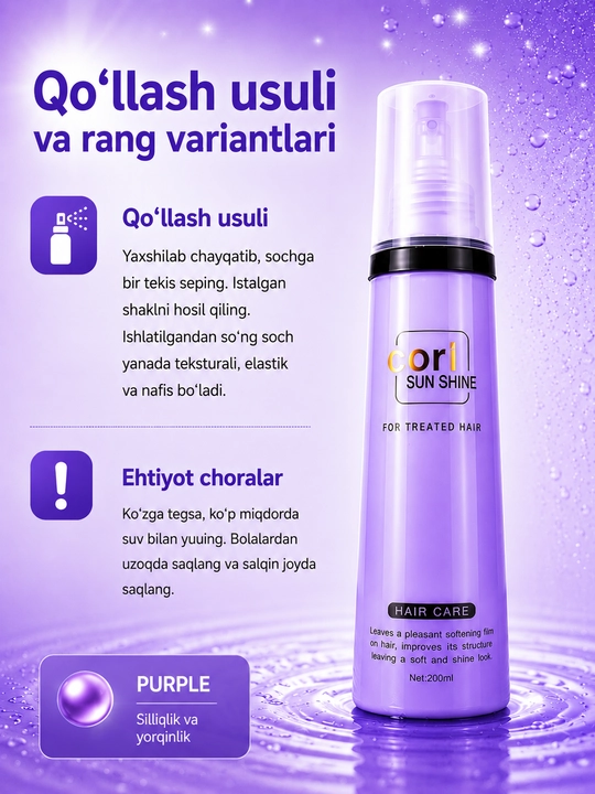Sochni tiklovchi va namlovchi CORL Amino Acid spreyi – 200 ml