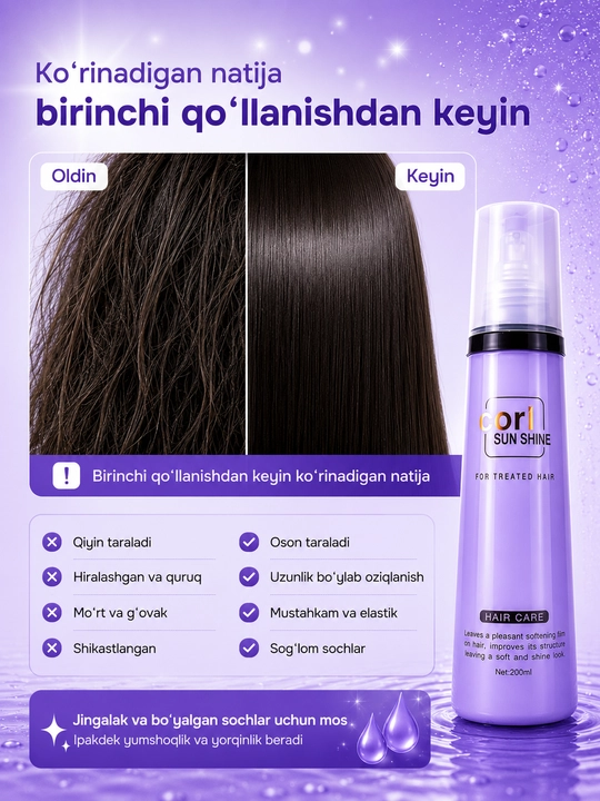 Sochni tiklovchi va namlovchi CORL Amino Acid spreyi – 200 ml