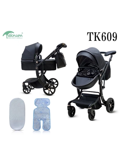 Коляска детская Teknum TK609 2 в 1 с люлькой и прогулочным блоком - 