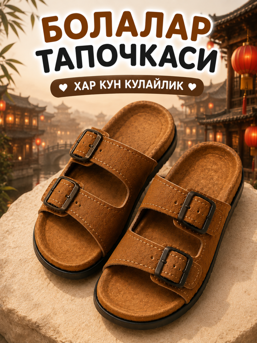 Детские тапочки с двумя ремешками, анатомическая стелька, для повседневной носки - 
