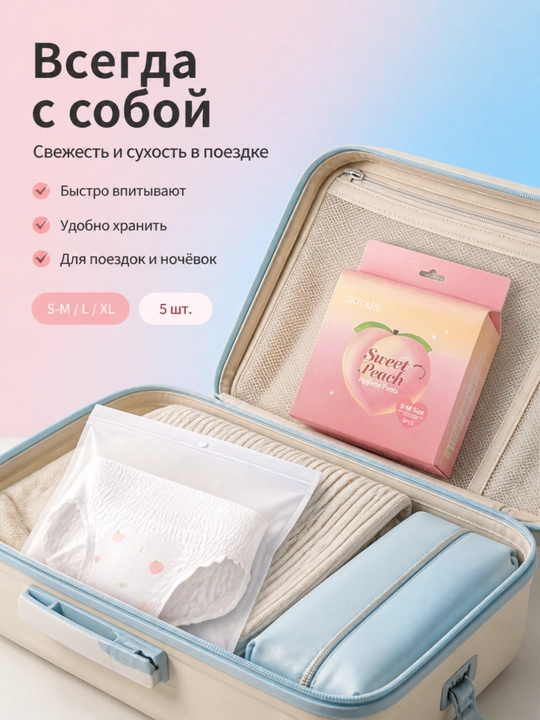 BOTARE Женские менструальные трусы, гигиенические брюки 5 шт - 