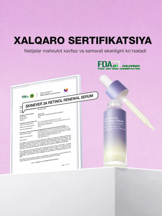 SKINEVER 3A Retinol PDRN yuz zardobi: peptidlar va kollagenli qarishga qarshi