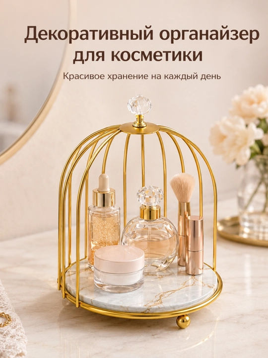 Органайзер для косметики металлический, подставка для духов и парфюма, 1–3 яруса - 