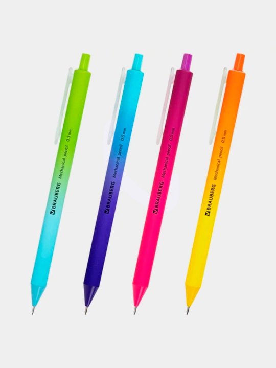 Карандаш механический 0,5 мм, BRAUBERG SOFT GRADE, корпус soft-touch ассорти, 3шт - 