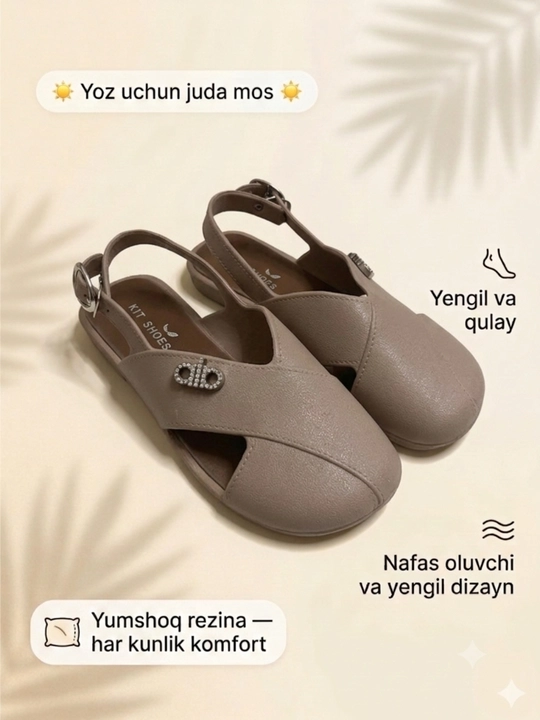 Ayollar va qizlar uchun yengil va qulay, kundalik kiyish uchun sandalilar - 