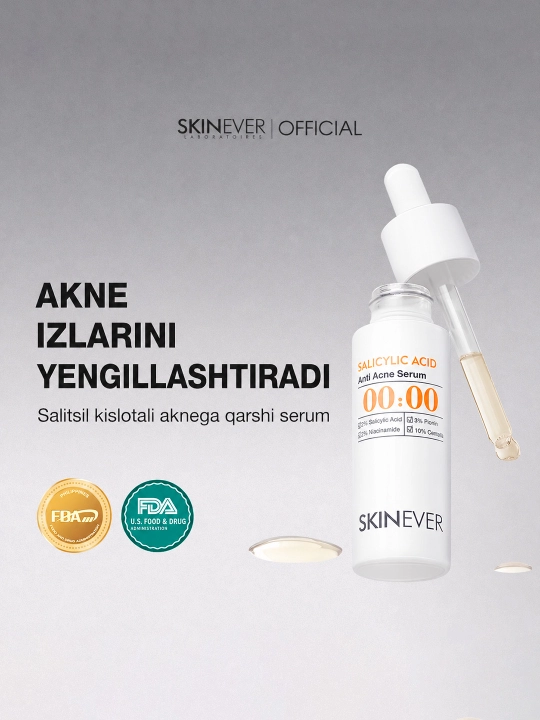 SKINEVER 2% Salitsil kislotali akne va husnbuzarlarga qarshi zardob - 