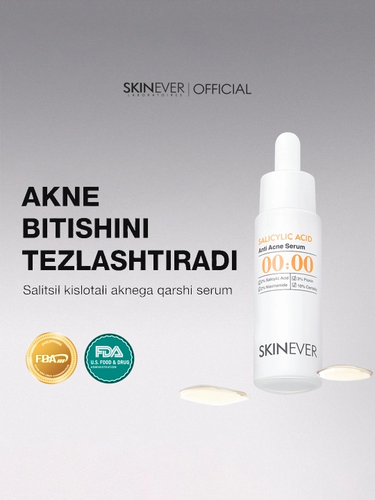 SKINEVER 2% Salitsil kislotali akne va husnbuzarlarga qarshi zardob