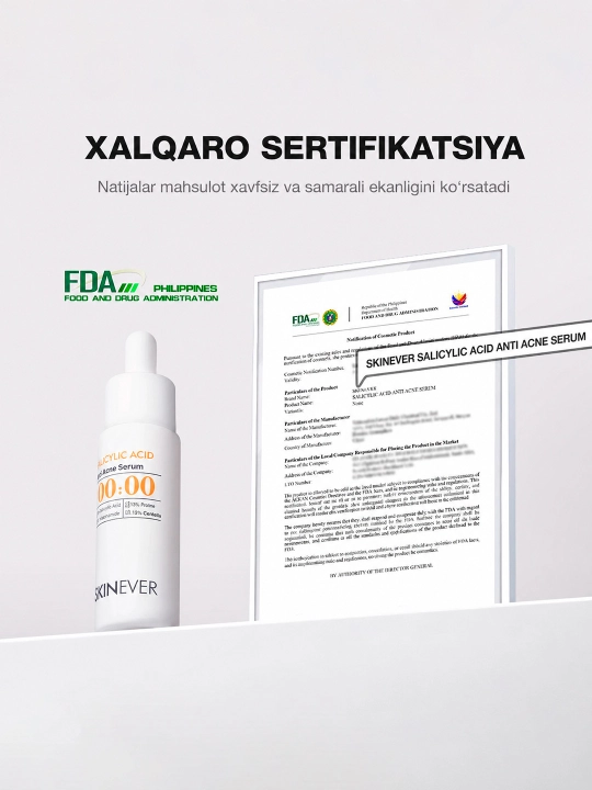 SKINEVER 2% Salitsil kislotali akne va husnbuzarlarga qarshi zardob