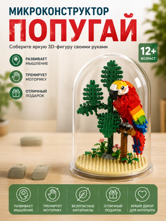 Детский конструктор Животное в колбе Animal Series, мини-блоки, 12+