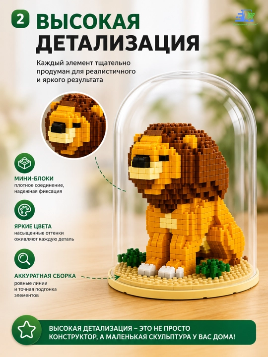 Детский конструктор Животное в колбе Animal Series, мини-блоки, 12+ - 