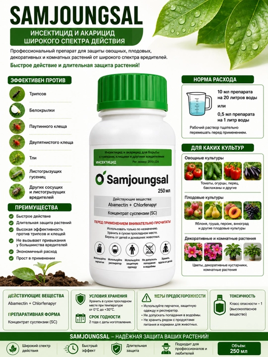 Samjoungsal 250 ml Trips, kana va boshqa zararkunandalarga qarshi  insektitsid-akaritsid