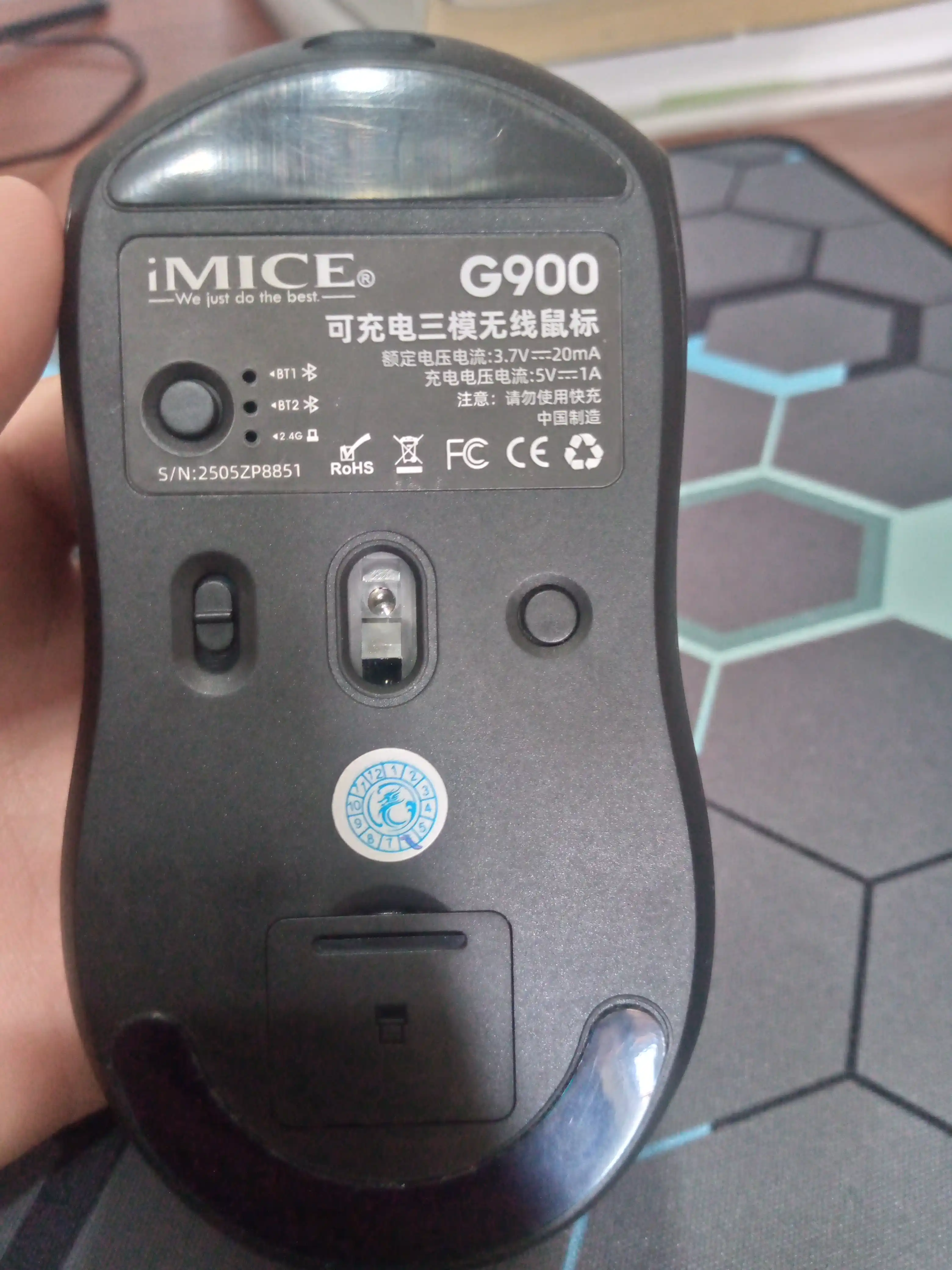 Simsiz shovqinsiz o‘yin sichqonchasi, 5 xil iMICE modeli, DPI 12800, RGB