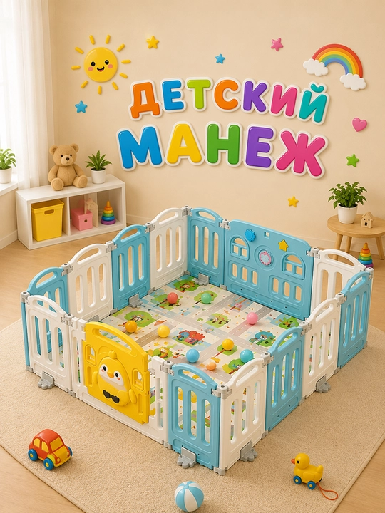 Детский игровой манеж DETSKIY PLOSHADKA 184x155 см - 