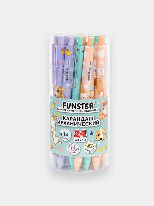 Mexanik qalam 0,7 mm bosma bilan, FUNSTER, yumshoq teginishli korpus assortimenti, 3 dona