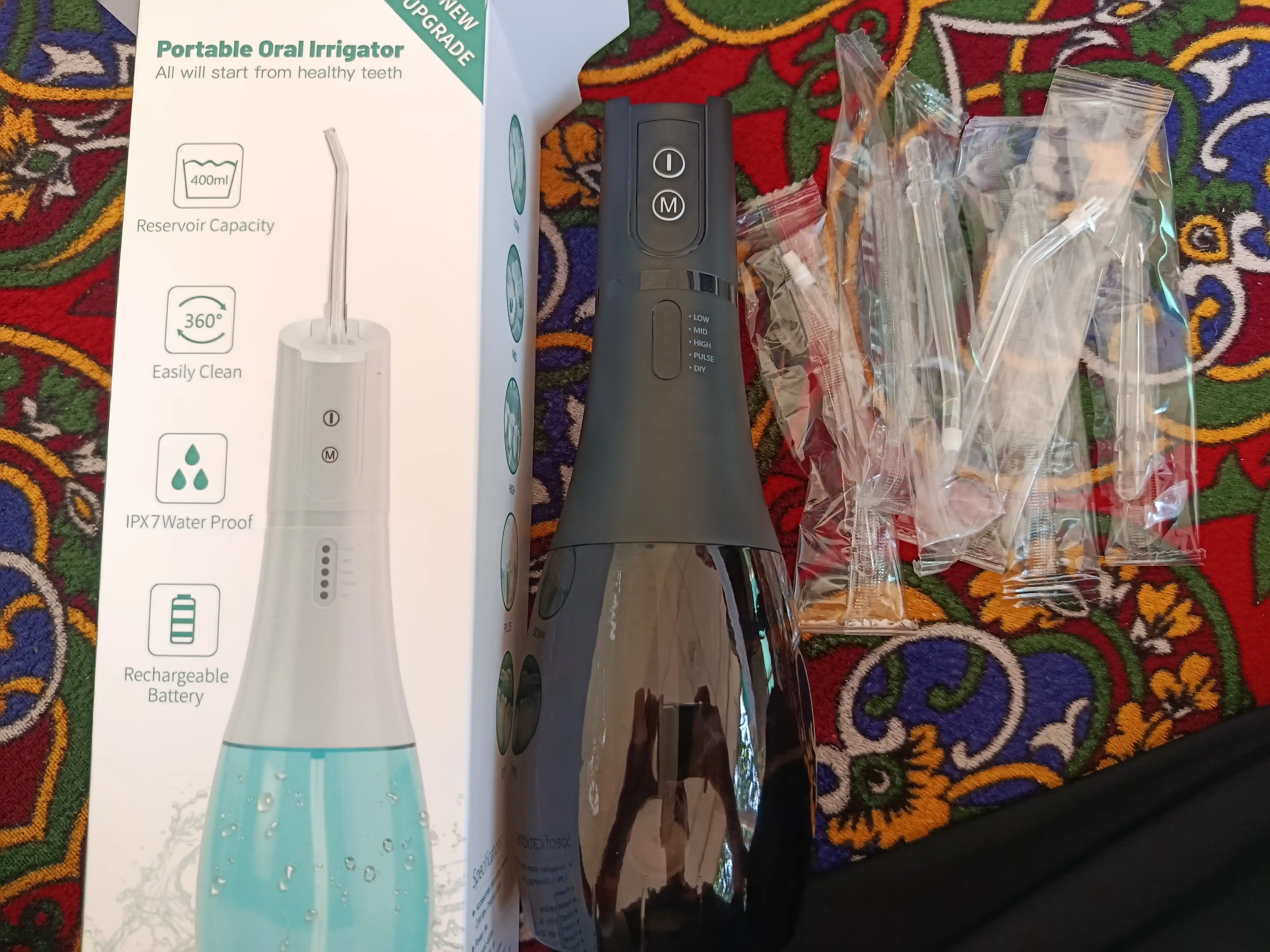 Portativ irrigator  400 ml 5 rejim, 6 nasadka, IPX7