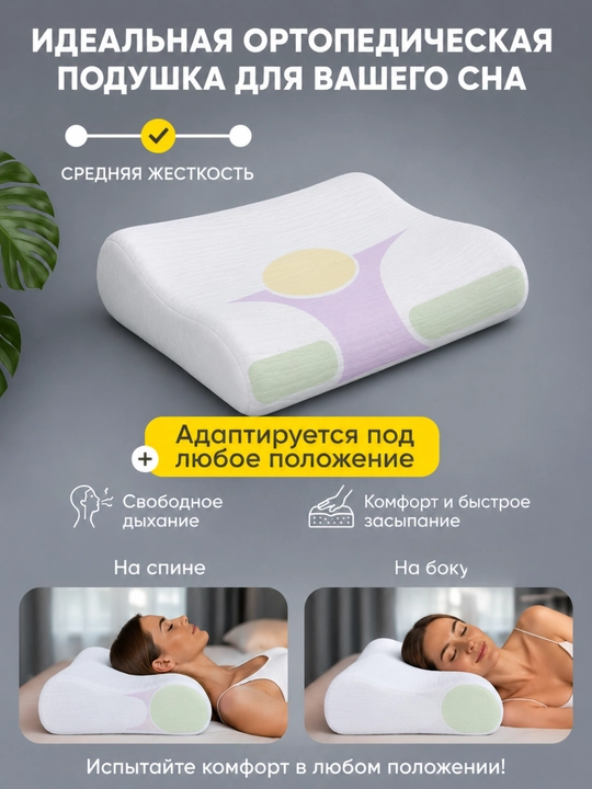 Ortopedik yostiq Memory Foam, uxlash uchun anatomik yostiq, bosh va bo‘yin uchun