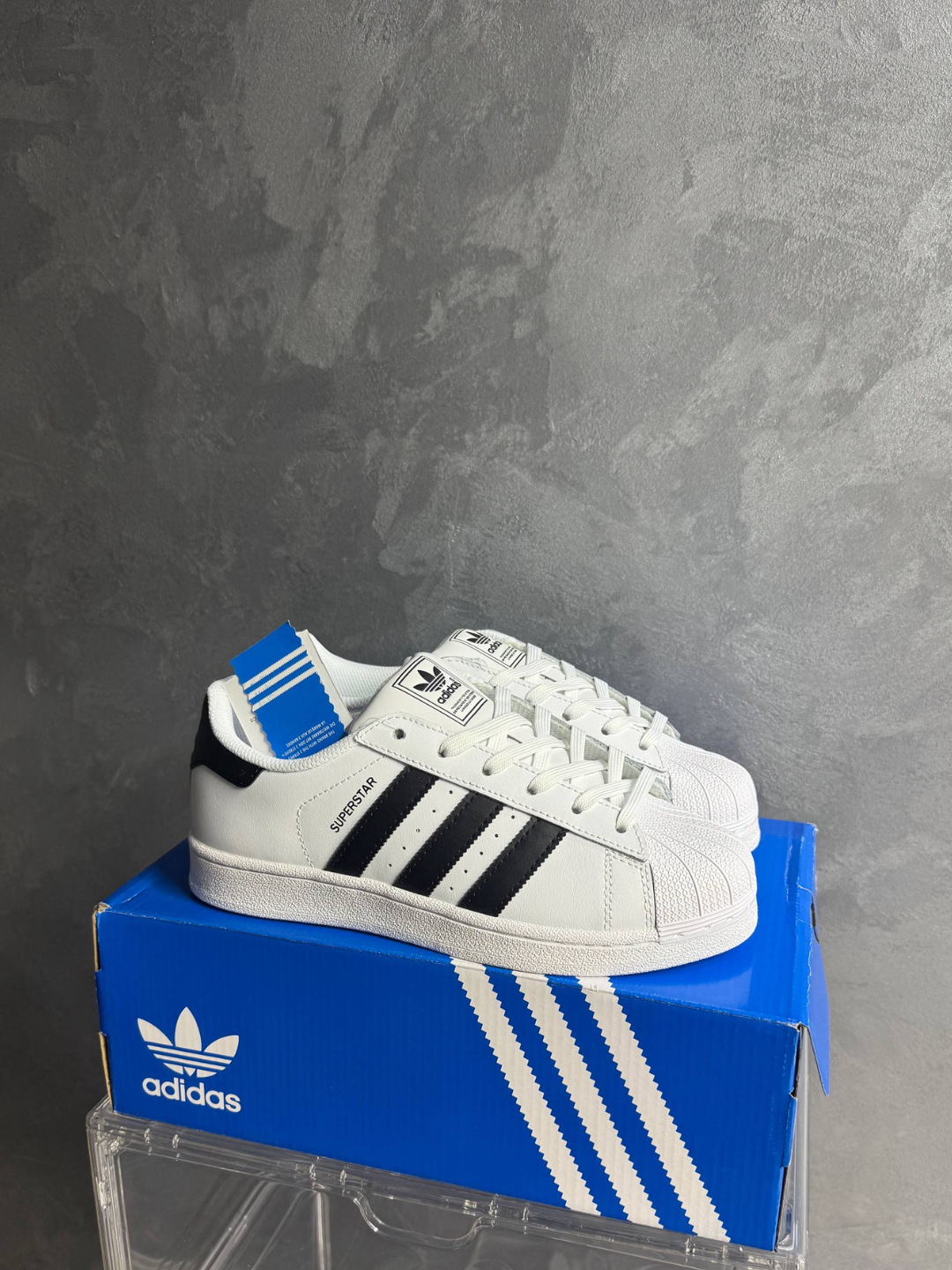 Кроссовки Adidas Superstar, унисекс, классический спортивный стиль, бело-черные