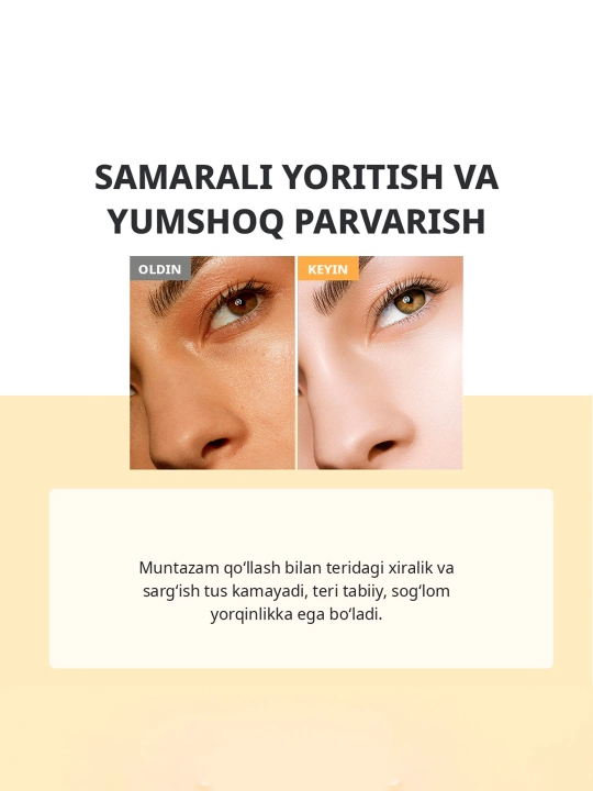 SKINEVER S vitamini, niatsinamid va arbutinli yuz uchun yorituvchi zardob, 30 ml