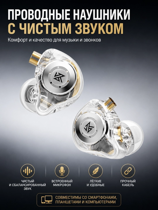 KZ EDX PRO HiFi quloqchin, mikrofonli simli naushnik, telefon, kompyuter va o‘yinlar uchun