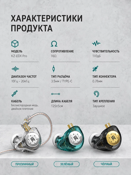 KZ EDX PRO HiFi quloqchin, mikrofonli simli naushnik, telefon, kompyuter va o‘yinlar uchun