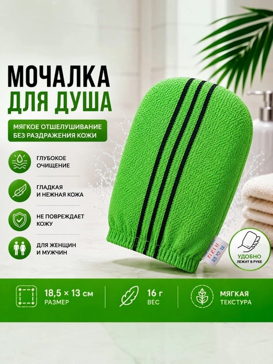 Мочалка варежка, антицеллюлитная мочалка-скраб - 